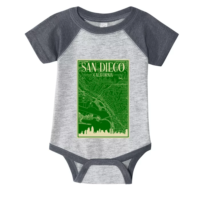 San Diego Hand Drawn Skyline Map Infant Baby Jersey Bodysuit