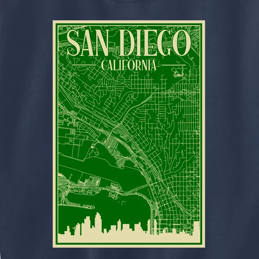 San Diego Hand Drawn Skyline Map Kids Sweatshirt