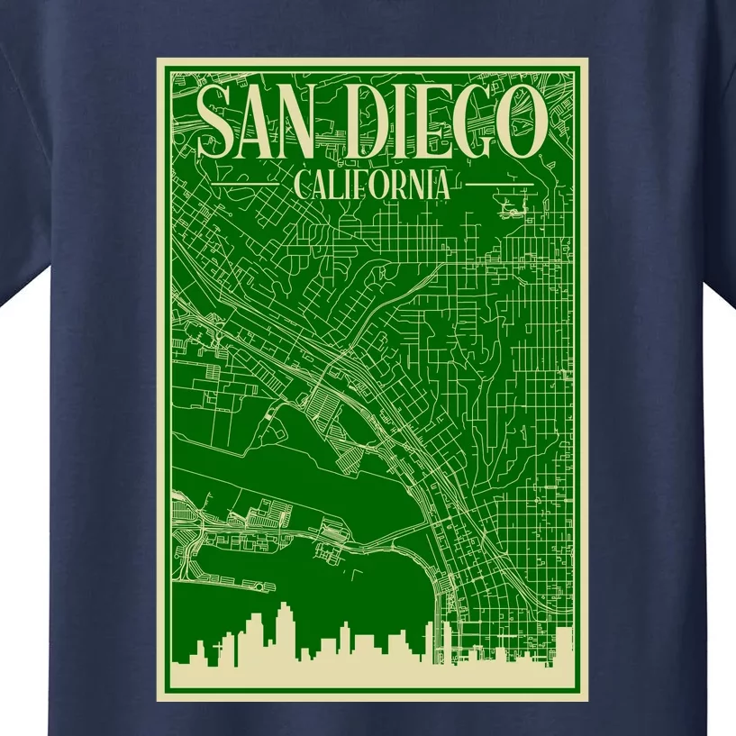 San Diego Hand Drawn Skyline Map Kids T-Shirt