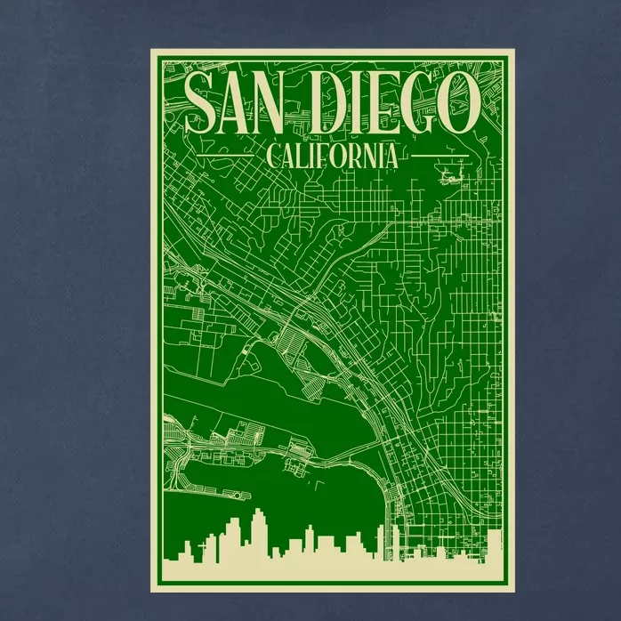 San Diego Hand Drawn Skyline Map Zip Tote Bag