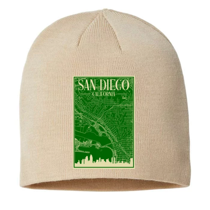 San Diego Hand Drawn Skyline Map 8 1/2in Sustainable Knit Beanie