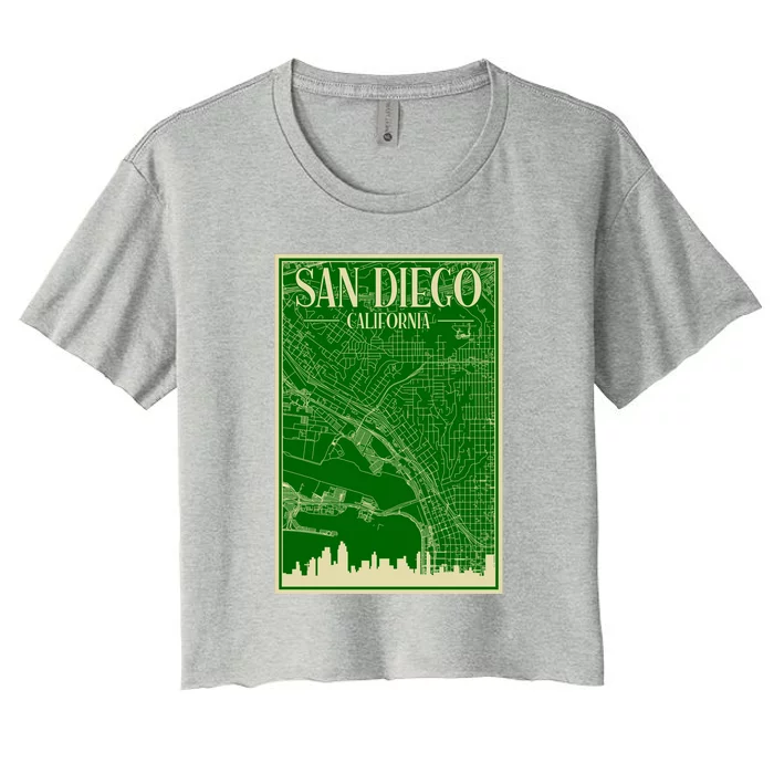 San Diego Hand Drawn Skyline Map Women's Crop Top Tee