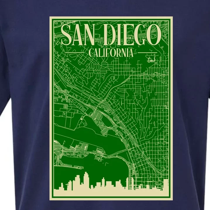 San Diego Hand Drawn Skyline Map Sueded Cloud Jersey T-Shirt