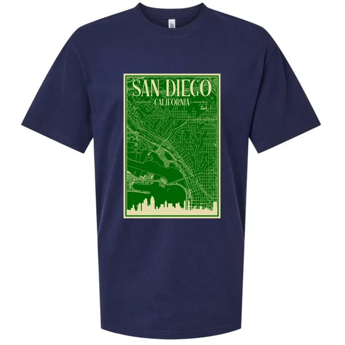 San Diego Hand Drawn Skyline Map Sueded Cloud Jersey T-Shirt