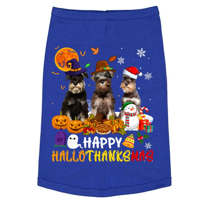 Schnauzer Dog Happy Hallothanksmas Xmas Dog Lover Gift Doggie Tank