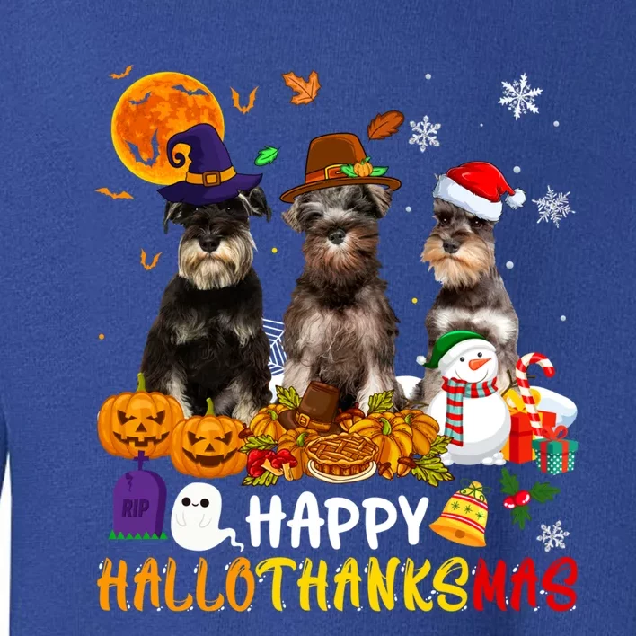 Schnauzer Dog Happy Hallothanksmas Xmas Dog Lover Gift Toddler Sweatshirt