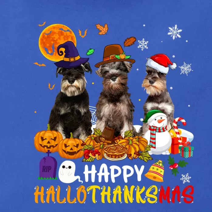 Schnauzer Dog Happy Hallothanksmas Xmas Dog Lover Gift Zip Tote Bag