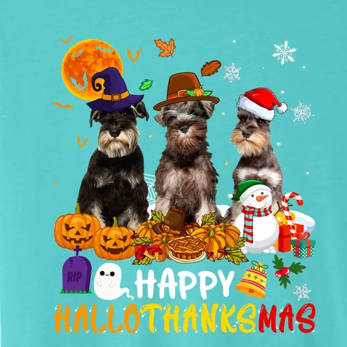 Schnauzer Dog Happy Hallothanksmas Xmas Dog Lover Gift ChromaSoft Performance T-Shirt