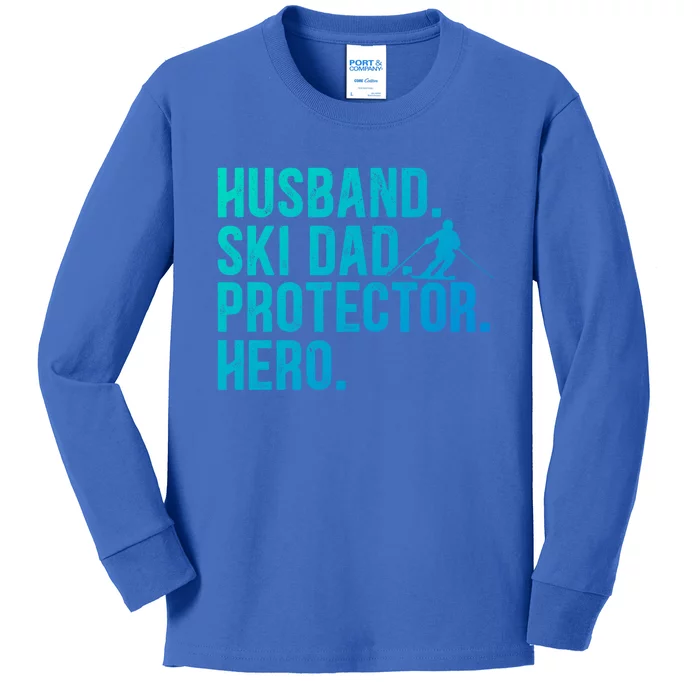 Ski Dad Husband Hero Gift Kids Long Sleeve Shirt