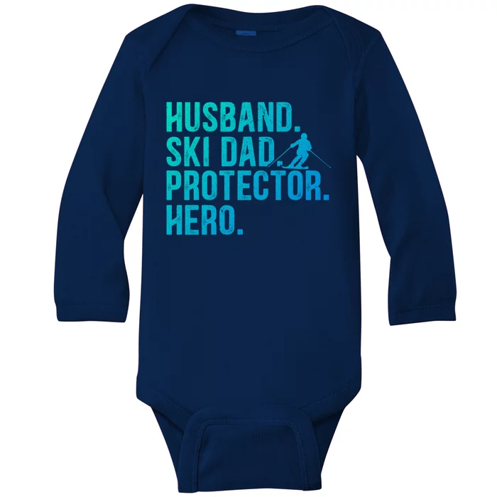 Ski Dad Husband Hero Gift Baby Long Sleeve Bodysuit