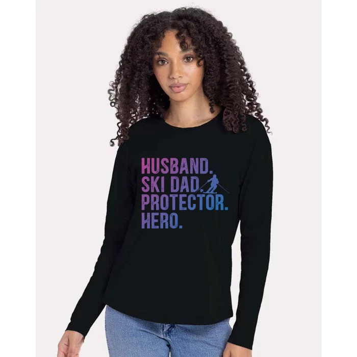 Ski Dad Husband Hero Gift Womens Cotton Relaxed Long Sleeve T-Shirt