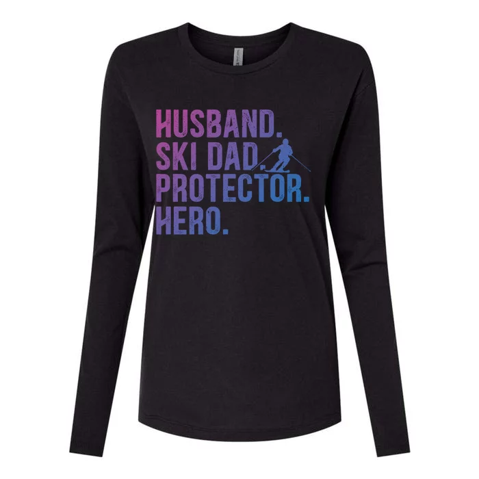 Ski Dad Husband Hero Gift Womens Cotton Relaxed Long Sleeve T-Shirt