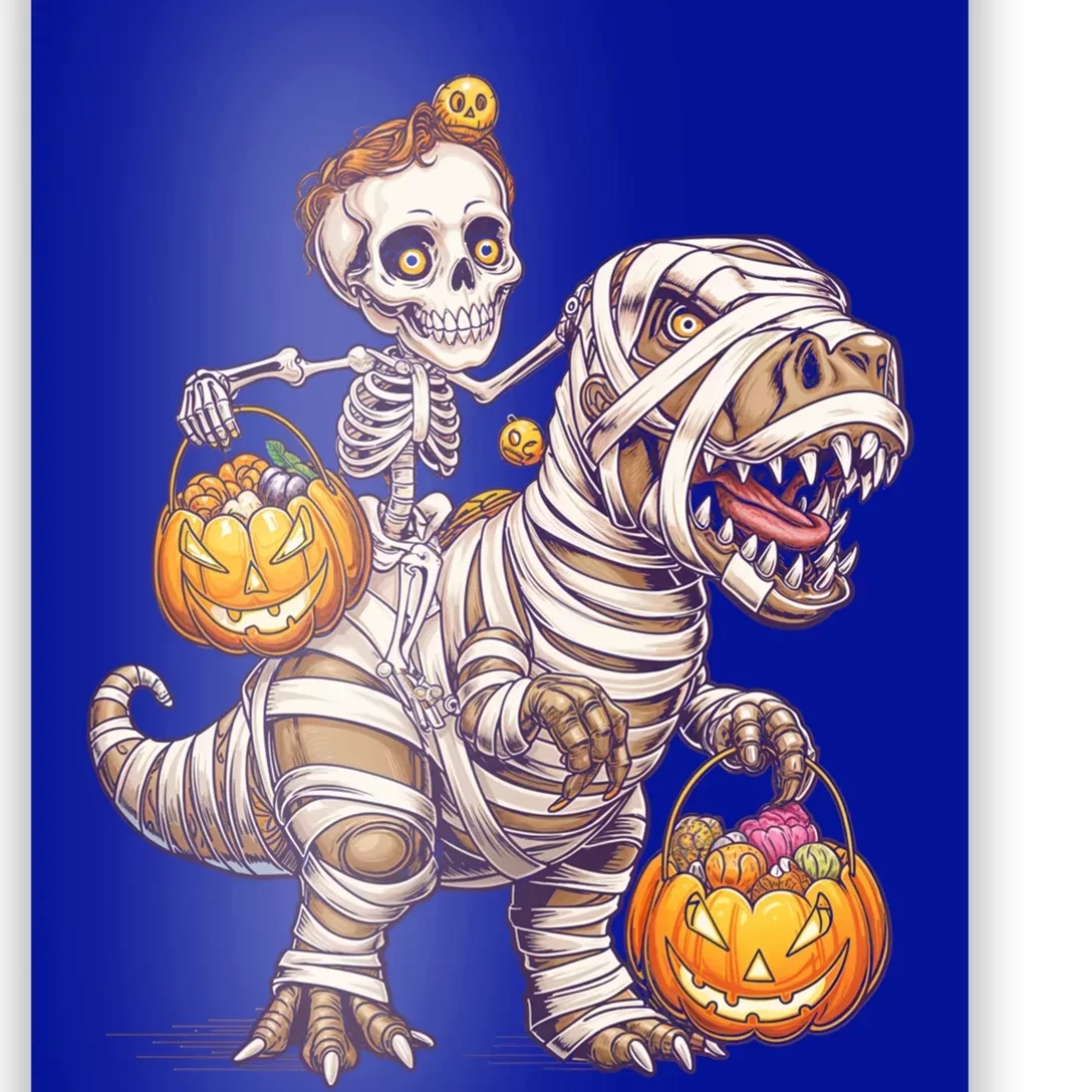 Skeleton Dinosaur Halloween Pumpkin Mummy T Rex Candy Meaningful Gift Poster