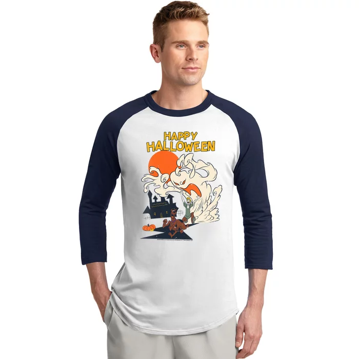 Scooby Doo Halloween Scooby Shaggy Ghostly Haunt Baseball Sleeve Shirt