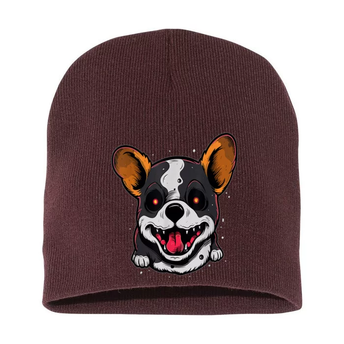 Spooky Dog Halloween Puppy Lover Spooky Zombie Dog Halloween Corgi Costume Funny Short Acrylic Beanie