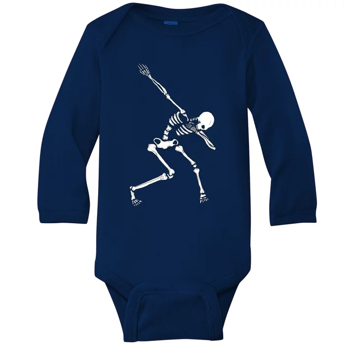 Skeleton Dab Halloween Dabbing Skeleton Cool Gift Baby Long Sleeve Bodysuit