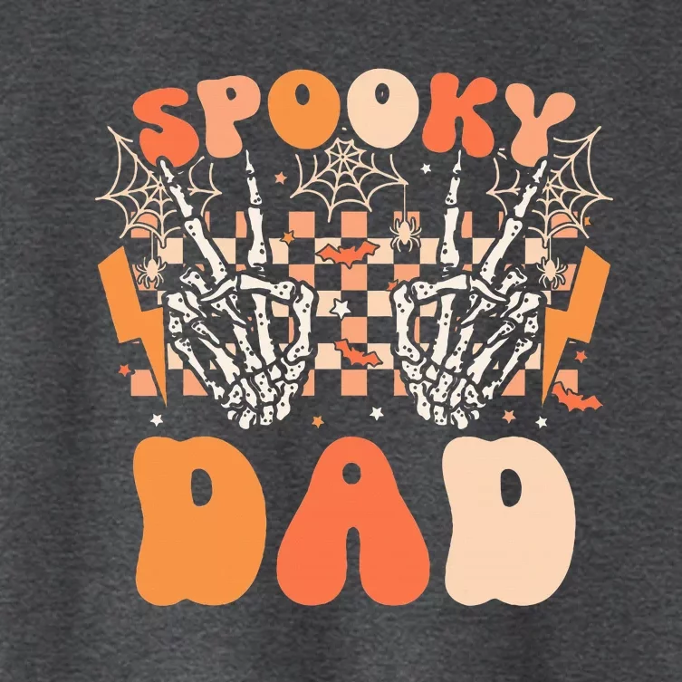 Spooky Dad Halloween Skeleton Costume Retro Groovy Women's Crop Top Tee