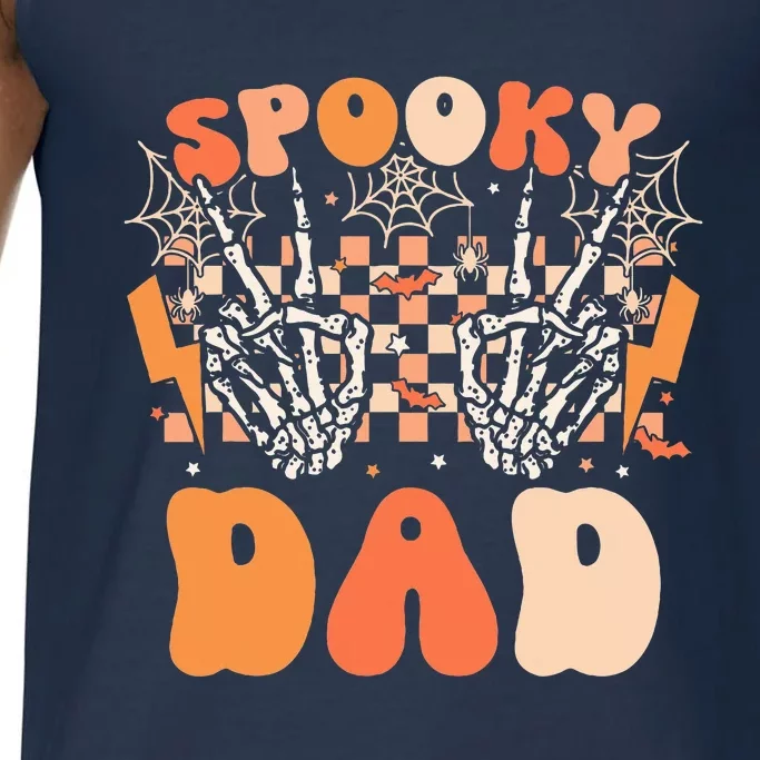 Spooky Dad Halloween Skeleton Costume Retro Groovy Comfort Colors® Tank Top