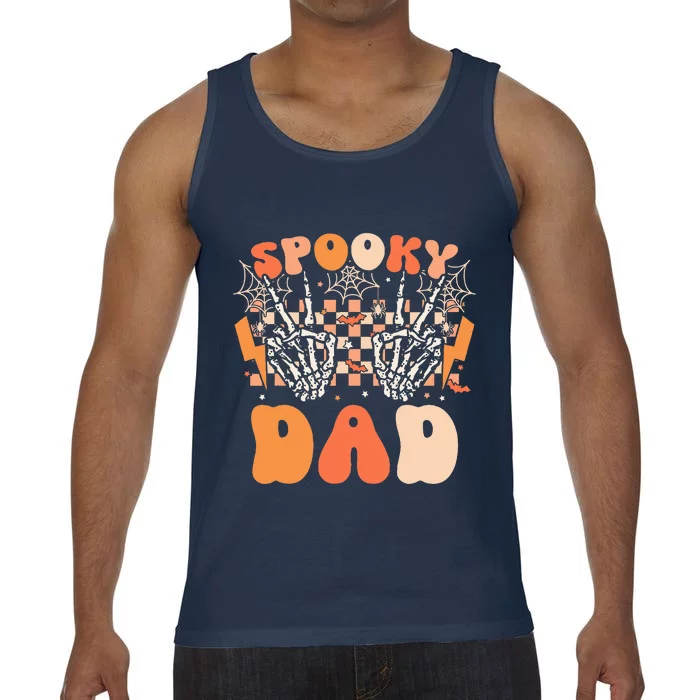 Spooky Dad Halloween Skeleton Costume Retro Groovy Comfort Colors® Tank Top