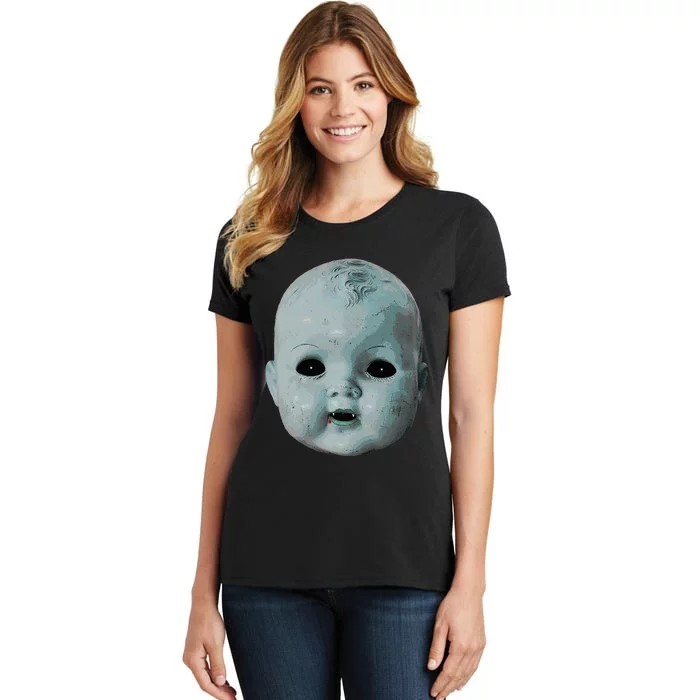 Scary Doll Head Creepy Halloween Vampire Baby Costume Women's T-Shirt