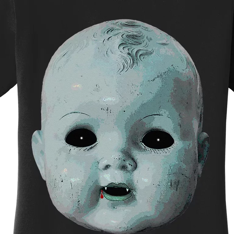 Scary Doll Head Creepy Halloween Vampire Baby Costume Women's T-Shirt