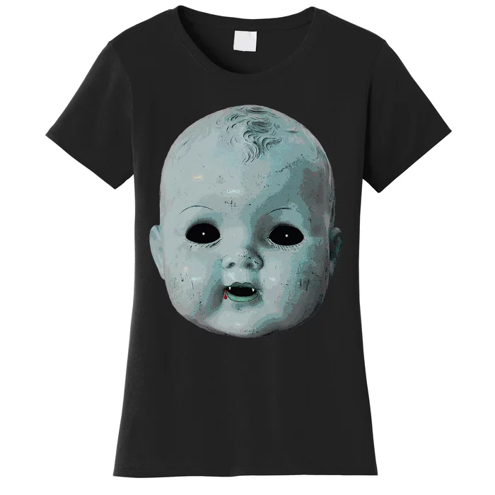 Scary Doll Head Creepy Halloween Vampire Baby Costume Women's T-Shirt