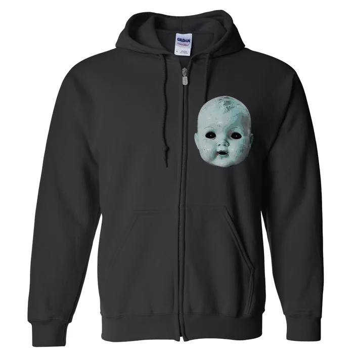 Scary Doll Head Creepy Halloween Vampire Baby Costume Full Zip Hoodie