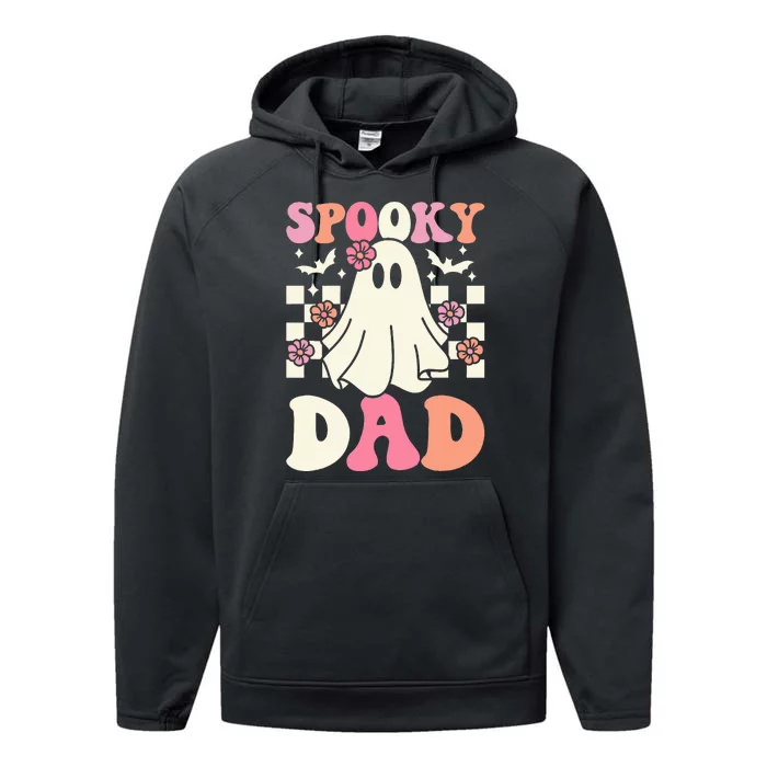 Spooky Dad Halloween Ghost Costume Retro Groovy Performance Fleece Hoodie