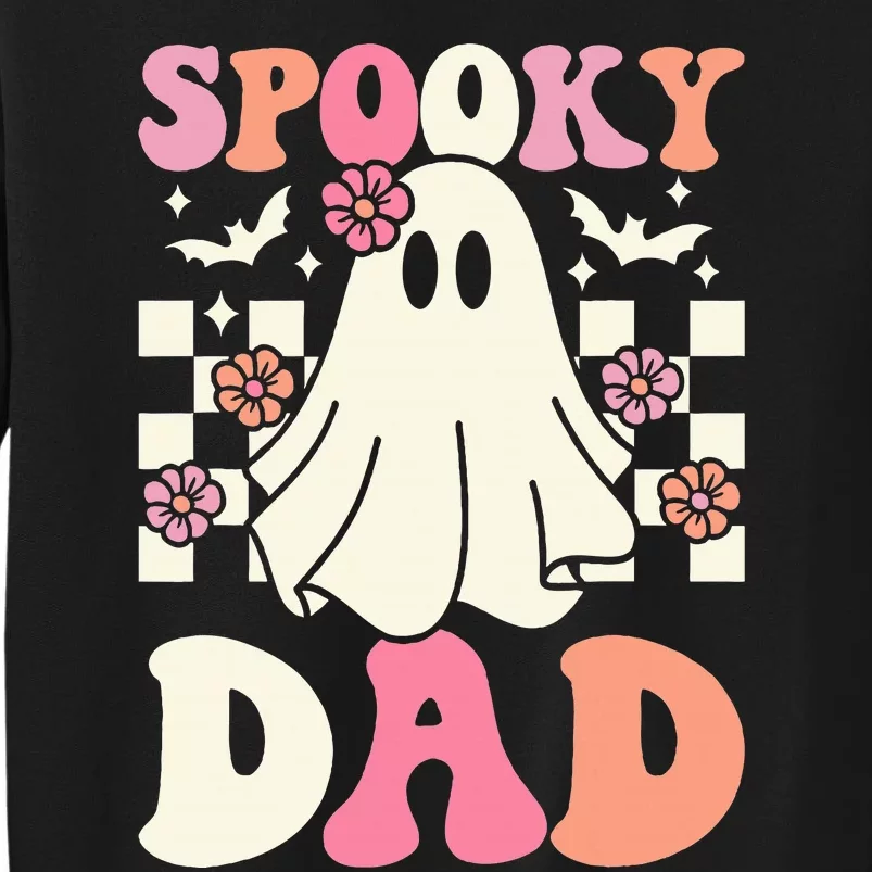 Spooky Dad Halloween Ghost Costume Retro Groovy Tall Sweatshirt