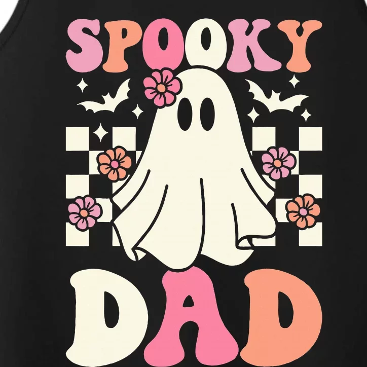 Spooky Dad Halloween Ghost Costume Retro Groovy Performance Tank