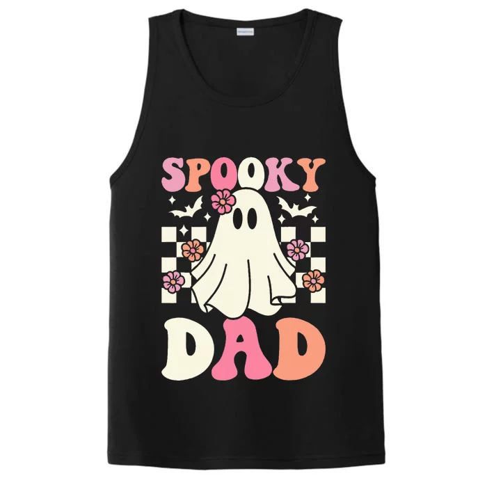 Spooky Dad Halloween Ghost Costume Retro Groovy Performance Tank