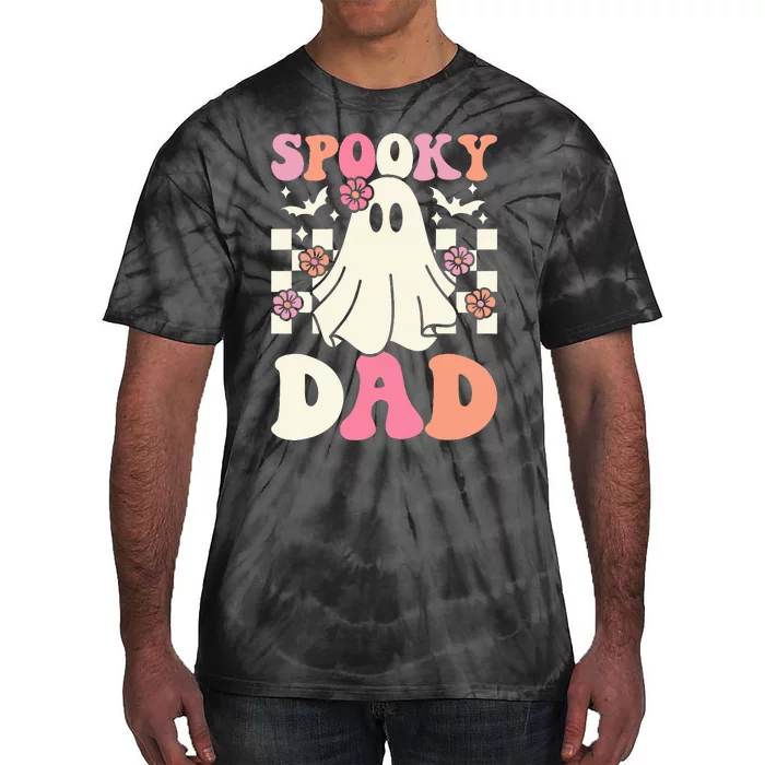 Spooky Dad Halloween Ghost Costume Retro Groovy Tie-Dye T-Shirt