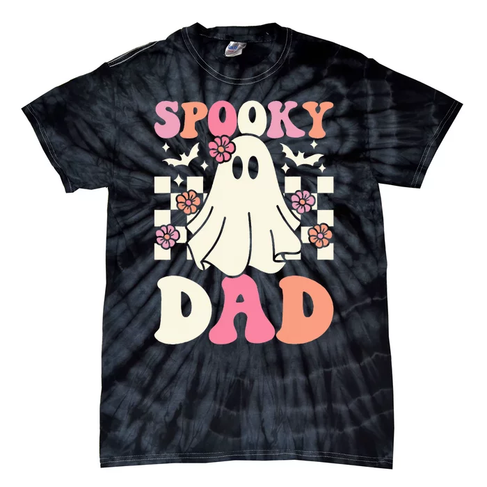 Spooky Dad Halloween Ghost Costume Retro Groovy Tie-Dye T-Shirt