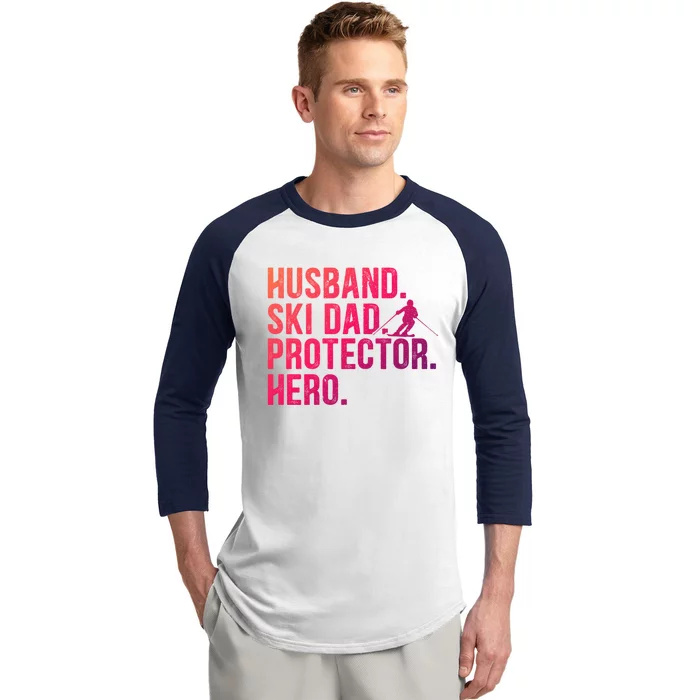 Ski Dad Husband Hero Gift Baseball Sleeve Shirt