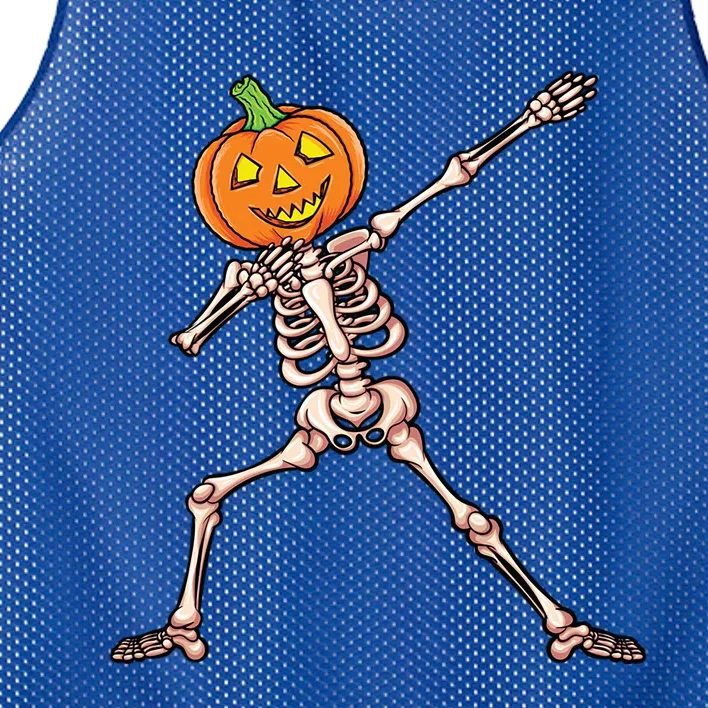 Skeleton Dab Halloween Dabbing Pumpkin Gift Mesh Reversible Basketball Jersey Tank