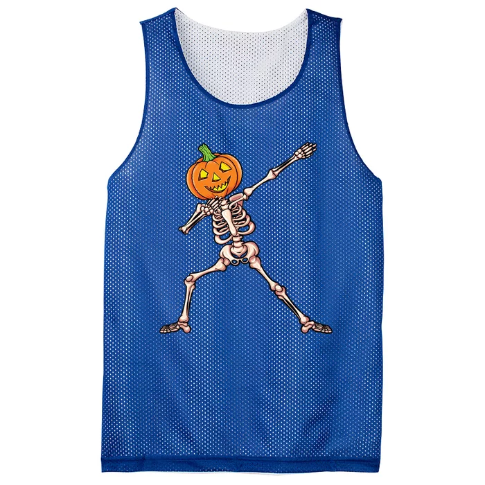 Skeleton Dab Halloween Dabbing Pumpkin Gift Mesh Reversible Basketball Jersey Tank