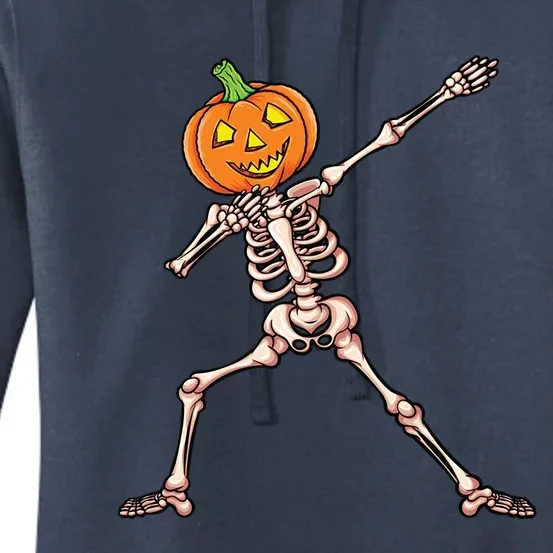 Skeleton Dab Halloween Dabbing Pumpkin Gift Women's Pullover Hoodie