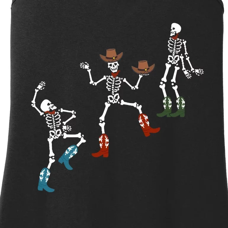 Skeleton Dance Halloween Funny Skeleton Cowboy Halloween Skull Ladies Essential Tank