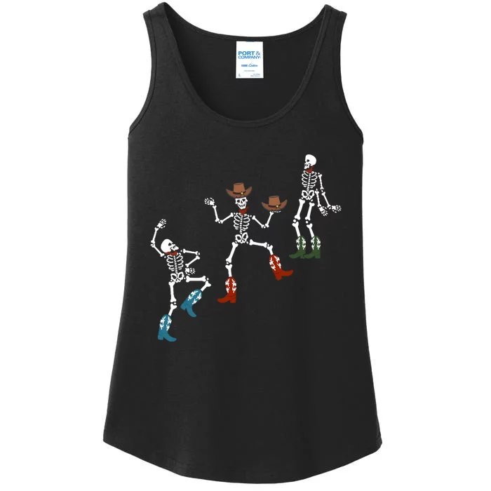 Skeleton Dance Halloween Funny Skeleton Cowboy Halloween Skull Ladies Essential Tank