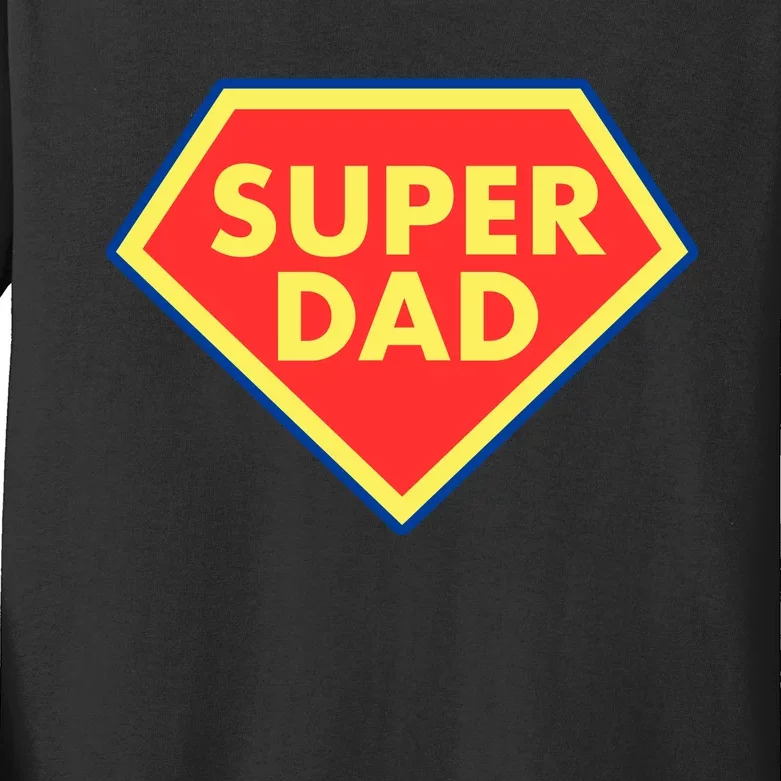 Super Dad Hero Gift Kids Long Sleeve Shirt