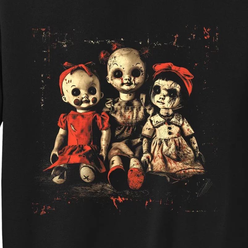 Scary Doll Horror Movie Creepy Haunted Toy Goth Alt Emo Tall Sweatshirt