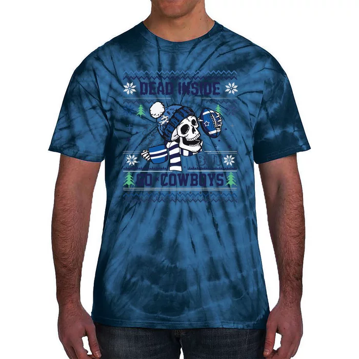 Skull Dead Inside But Go Dallas Cowboy Christmas Tie-Dye T-Shirt