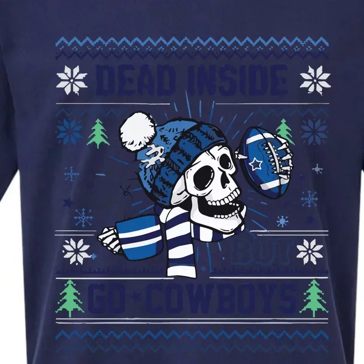 Skull Dead Inside But Go Dallas Cowboy Christmas Sueded Cloud Jersey T-Shirt