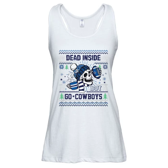 Skull Dead Inside But Go Dallas Cowboy Christmas Ladies Essential Flowy Tank