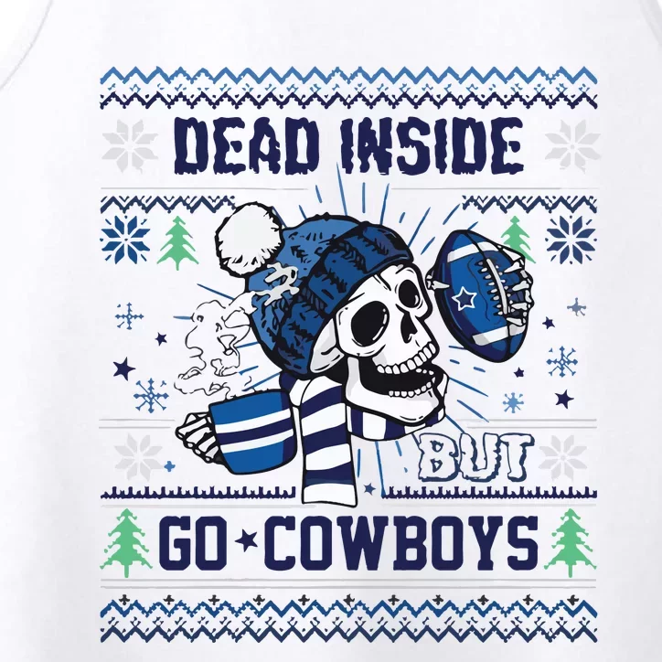 Skull Dead Inside But Go Dallas Cowboy Christmas Performance Tank