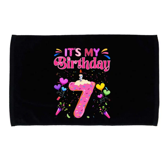 Sweet Donut It's My 7th Birthday 7 Years Old Funny Microfiber Hand Towel