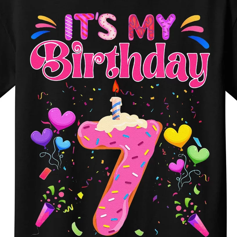 Sweet Donut It's My 7th Birthday 7 Years Old Funny Kids T-Shirt