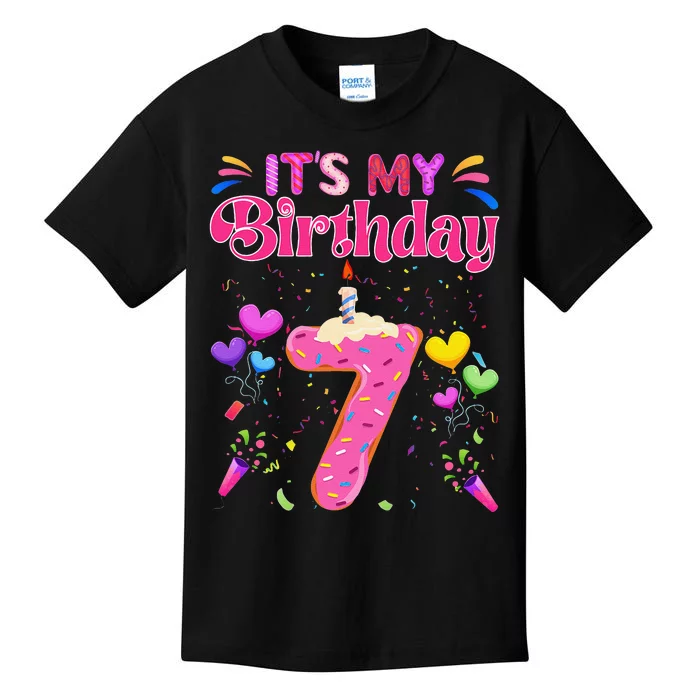 Sweet Donut It's My 7th Birthday 7 Years Old Funny Kids T-Shirt