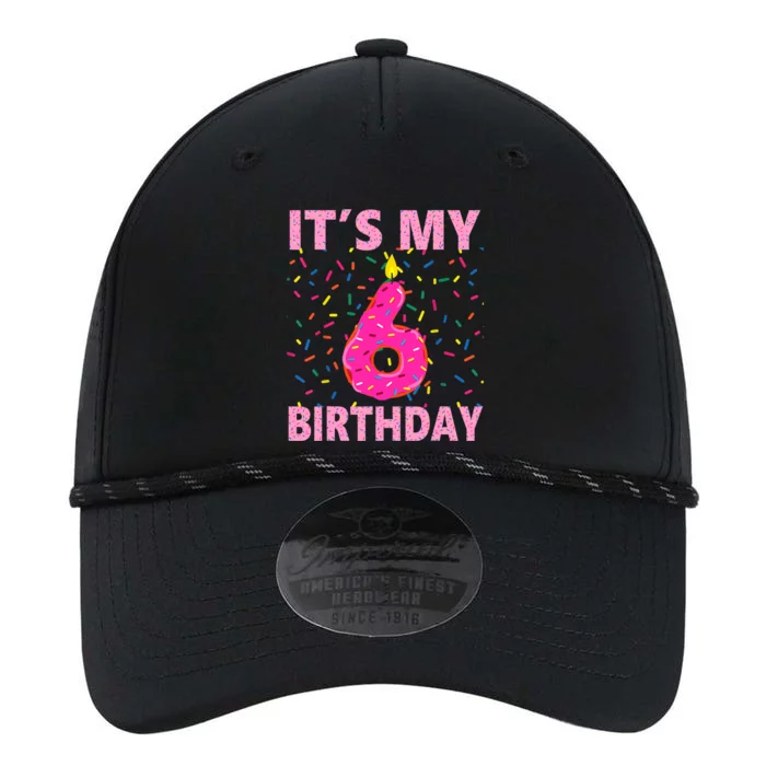 Sweet donut It's My 6th Birthday 6 Yrs Old Gifts Performance The Dyno Cap