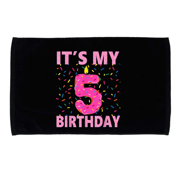 Sweet donut It's My 5th Birthday Shirt 5 Yrs Old Gifts Microfiber Hand Towel